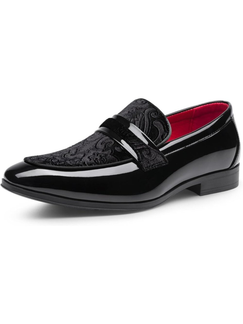 Men's Black Velvet Tuxedo Patent Loafers Classic Velvet Slip-on Dress Shoes